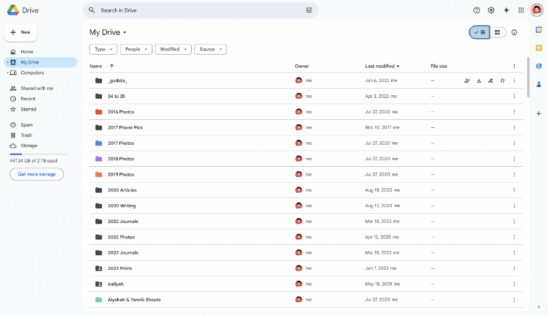 Google drive ui