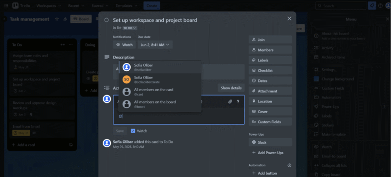 Trello CommentSection