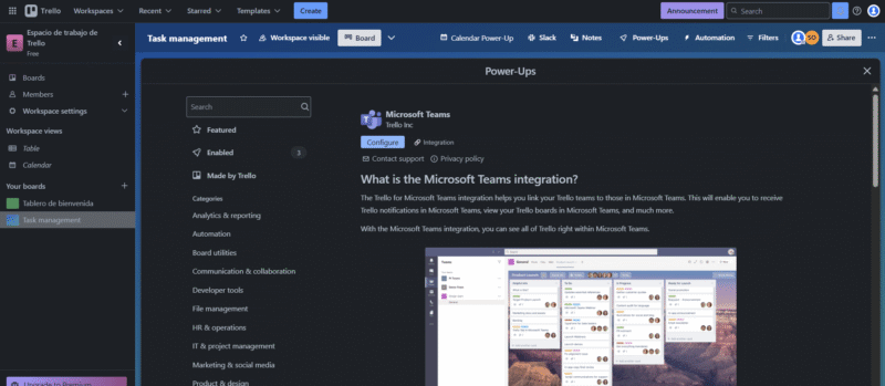 Trello Microsoft Teams Power Up
