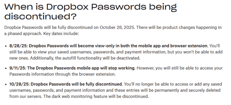 dropbox passwords timeline