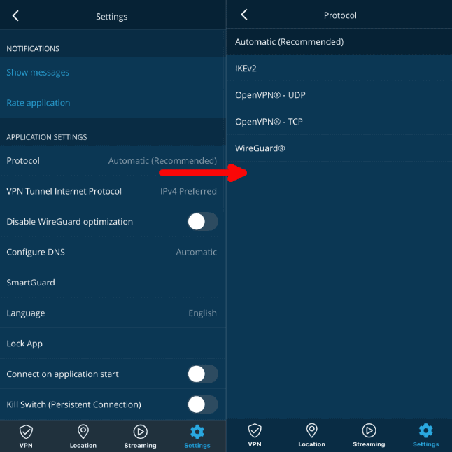 hide me settings