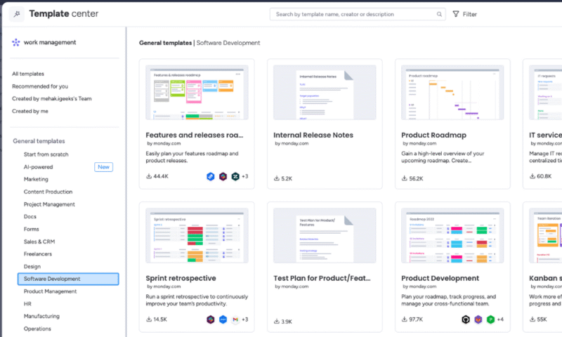 monday agile templates