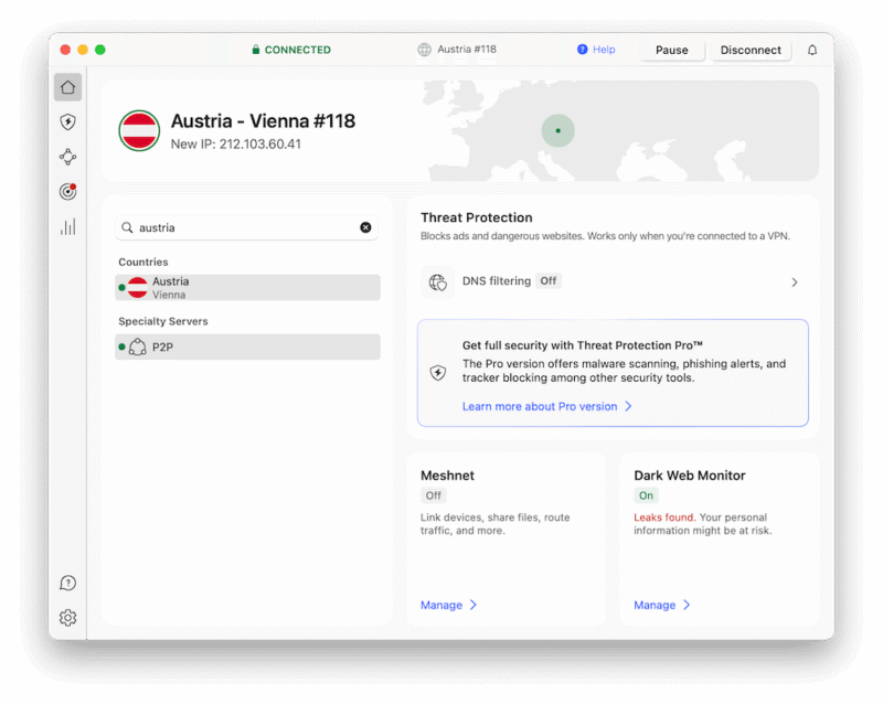 nordvpn austria server