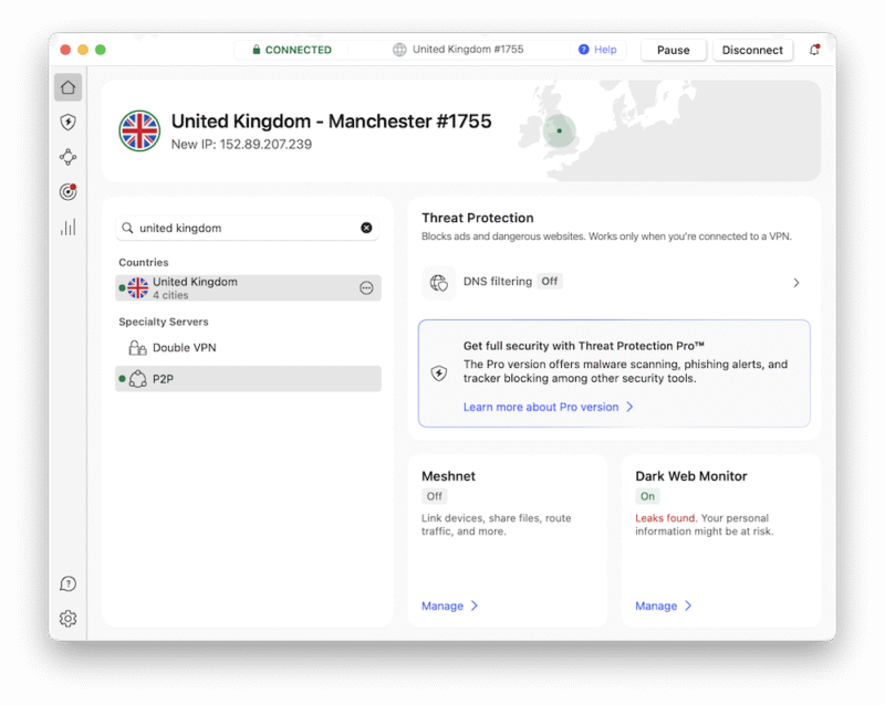 nordvpn uk server