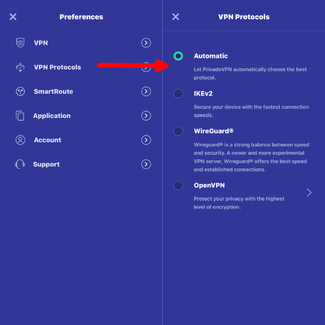 privadovpn settings
