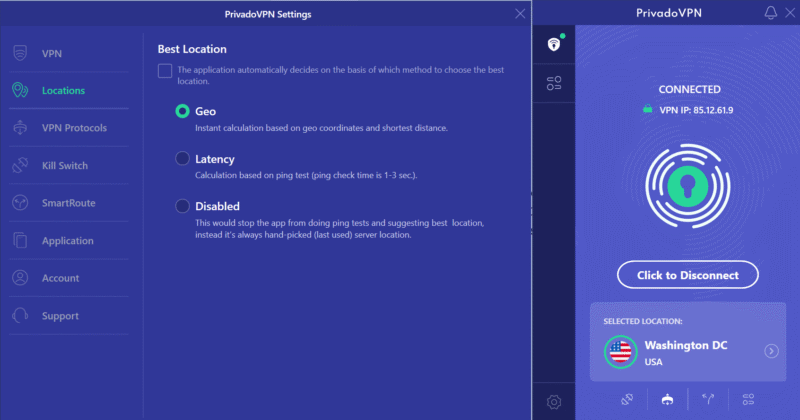 privadovpn settings