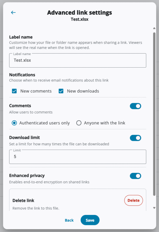 sync.com sharing options