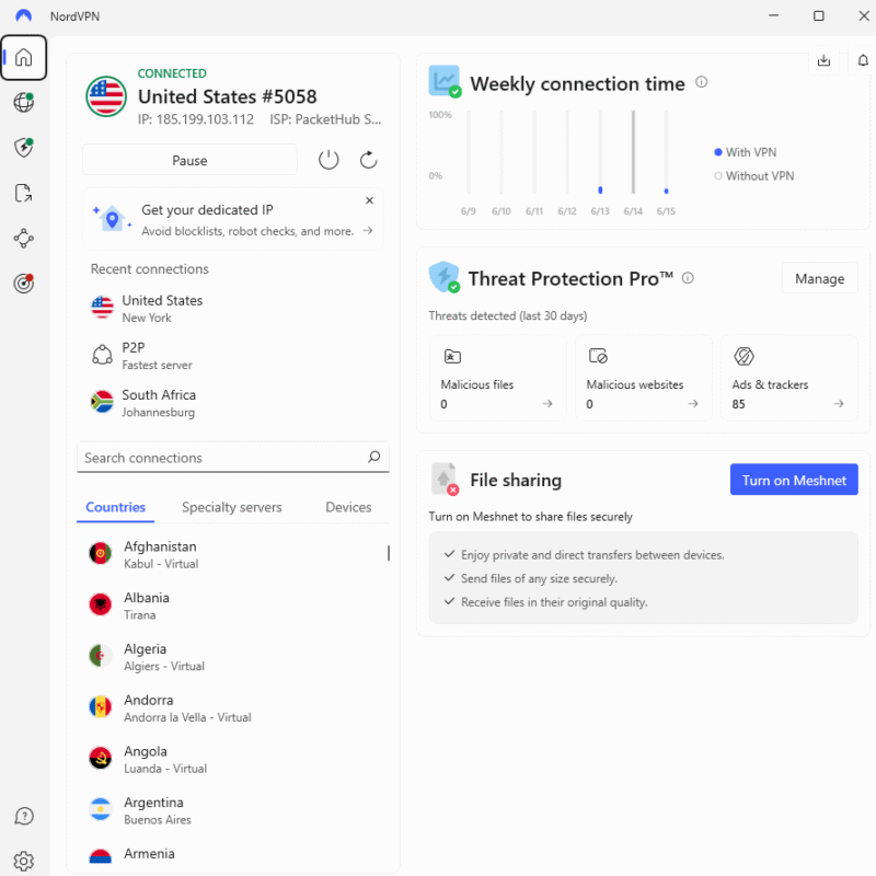 unblock pornhub nordvpn interface