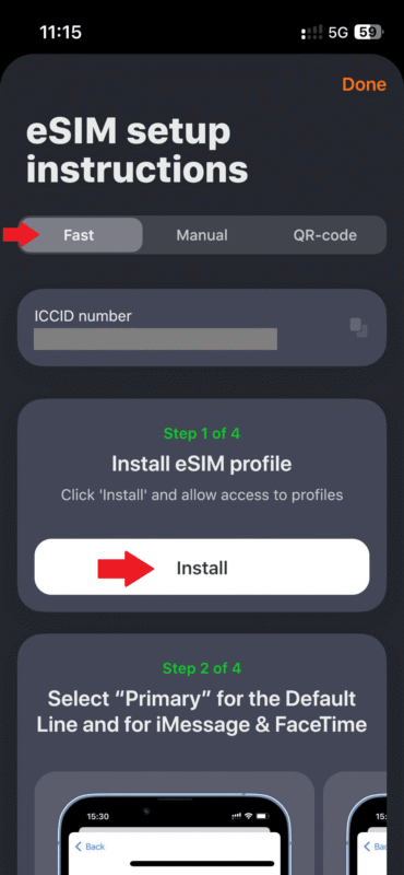 yesim installation options