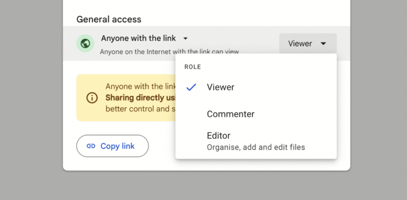 Google drive sharing security