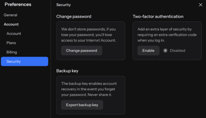 Internxt security
