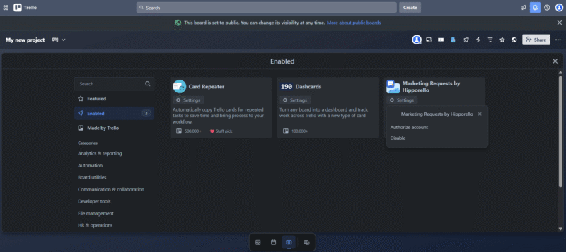 Trello EnabledPowerUps