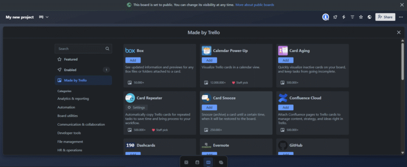 Trello PowerUpMenu