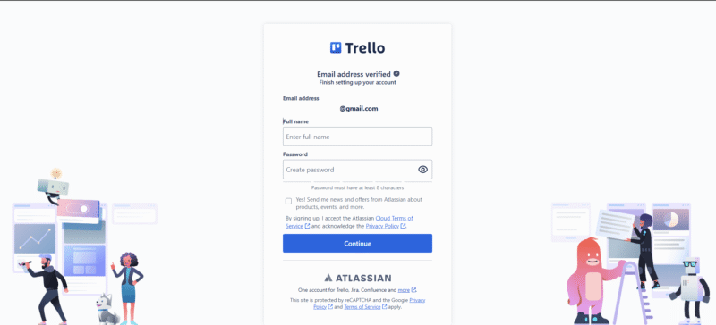 Trello sign-up process