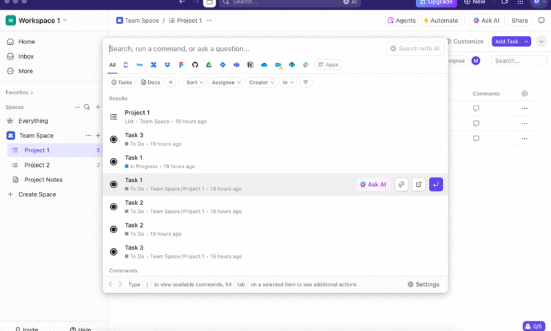 clickup command center on macos