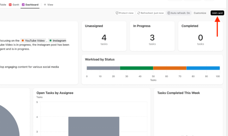 clickup dashboard view