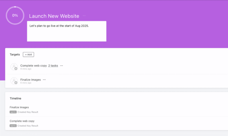 clickup goal setting example