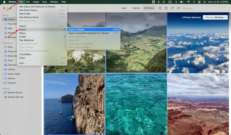 export photos