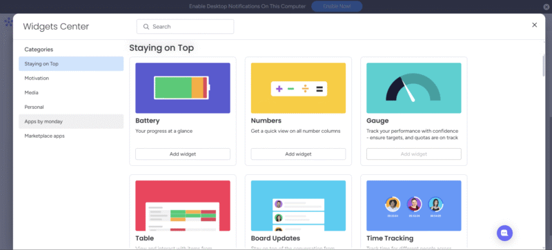 monday.com dashboardwidgets