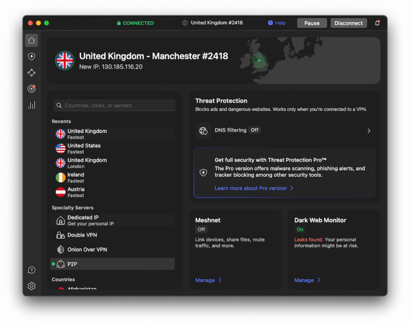 nordvpn uk server
