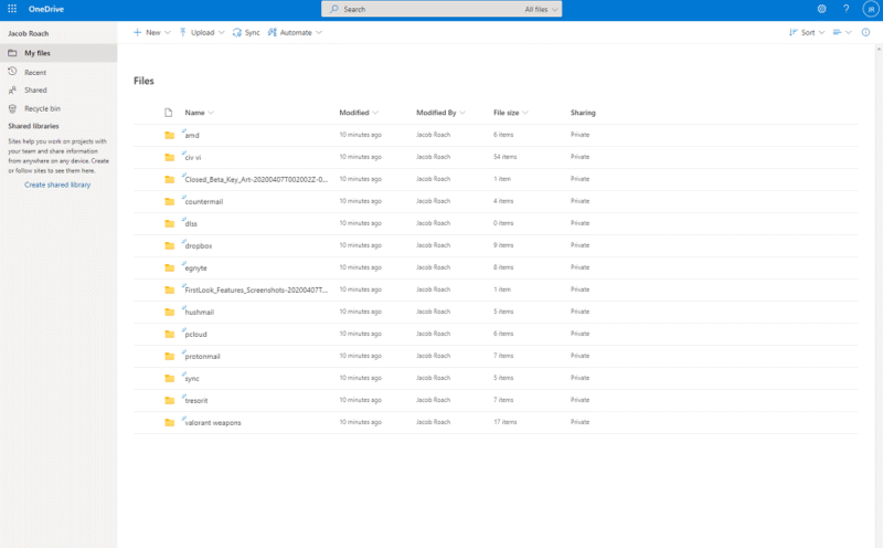 onedrive business web app