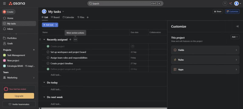 Asana HandsOnTestingvsTrello