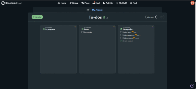 Basecamp TrelloAlternative