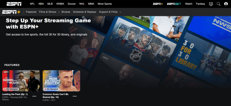 ESPN+-homepage ESPN+ homepage