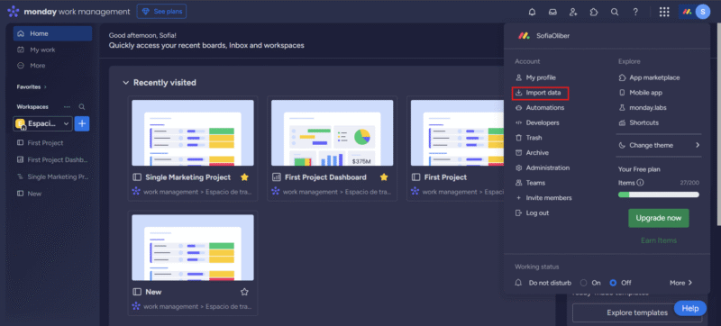 Importdata monday.com