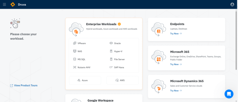 Druva server backup