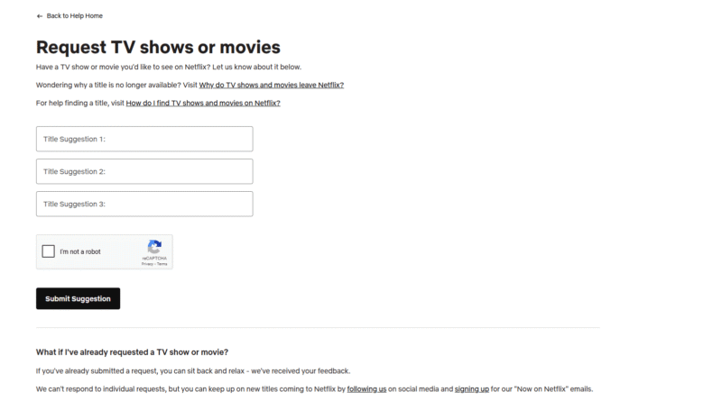 netflix request form