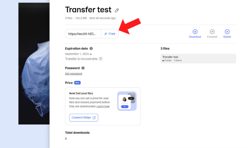 send large files wetransfer link