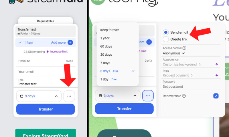 send large files wetransfer settings