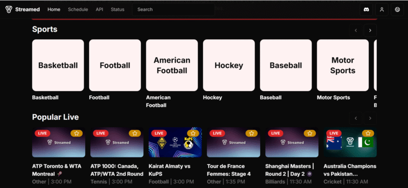 streamed-homepage streamed homepage