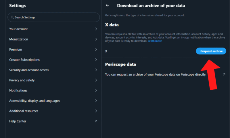 backup twitter request archive