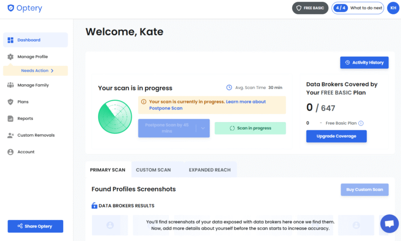 data-removal-optery-dashboard data removal optery dashboard