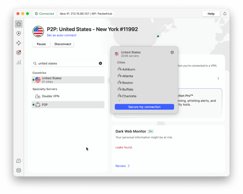 nordvpn us server