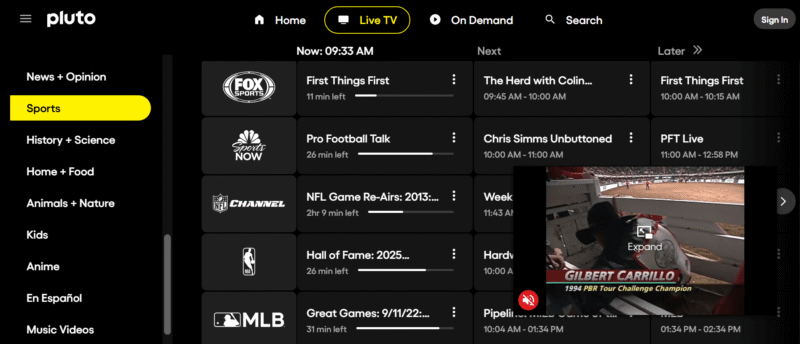 pluto-tv-sports-networks plutotv sports networks