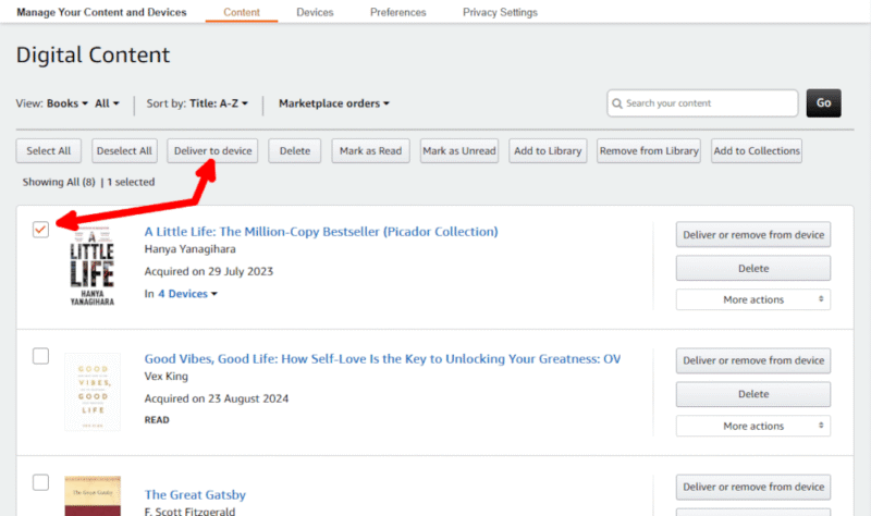 purchase kindle books amazon deliver to kindle