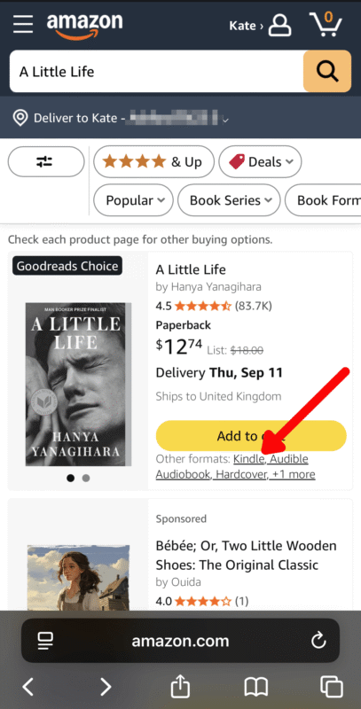 purchase kindle books iphone search title