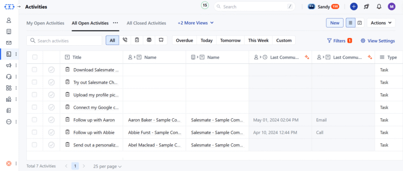 salesmate activities