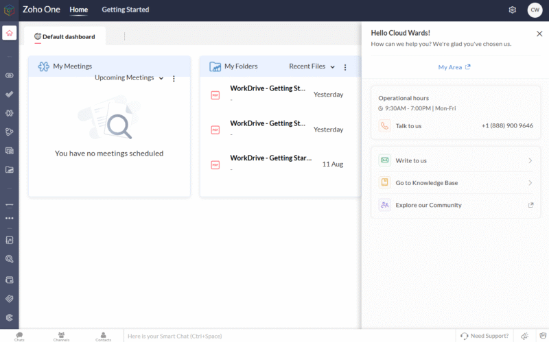 zoho-one-support zoho one support