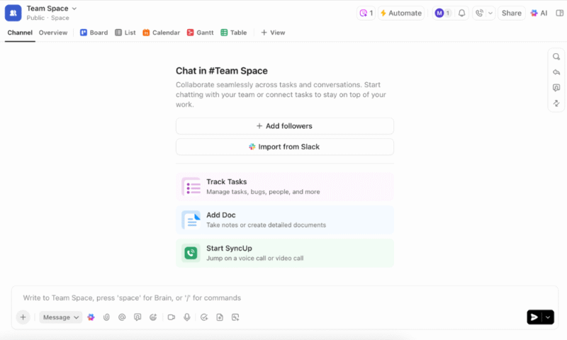 clickup chat feature