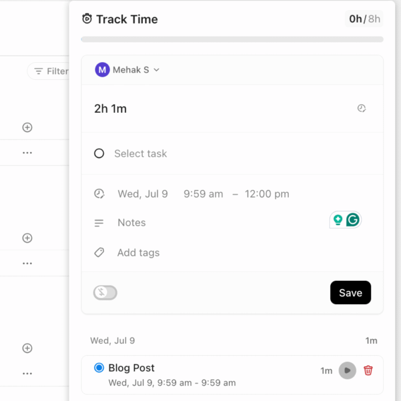 clickup time tracking