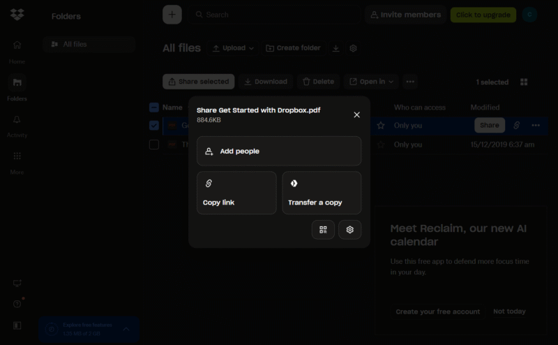 dropbox file sharing