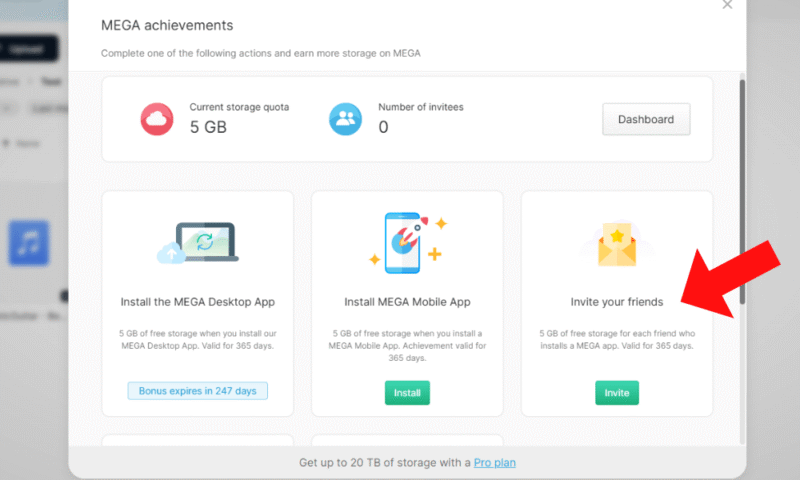 free photo storage mega invite
