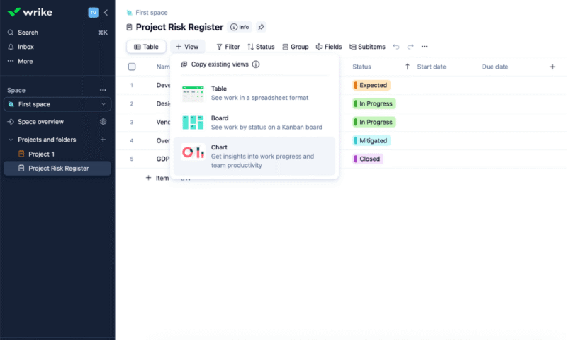 wrike user interface