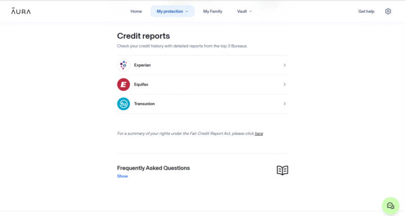 aura credit reports