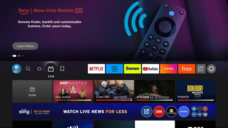 fire tv homepage