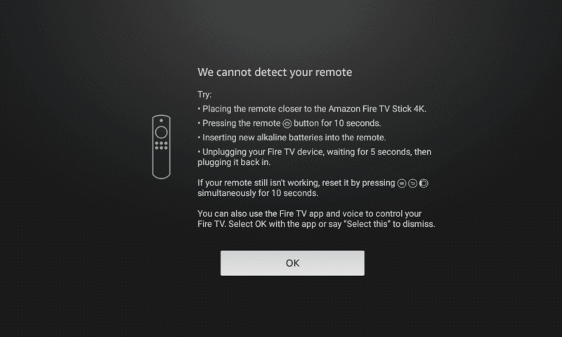 firestick not working remote error screen